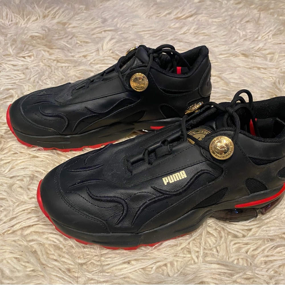 PUMA BALMAIN Women's Black and Red Sneakers